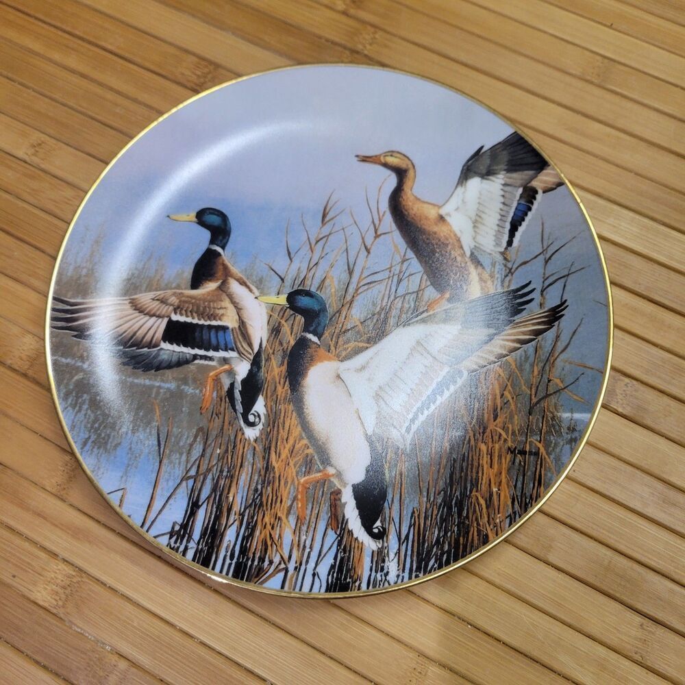 1988 Bradbury Mint "Hazy Ascent" David Maass Mallard Duck Collector Plate